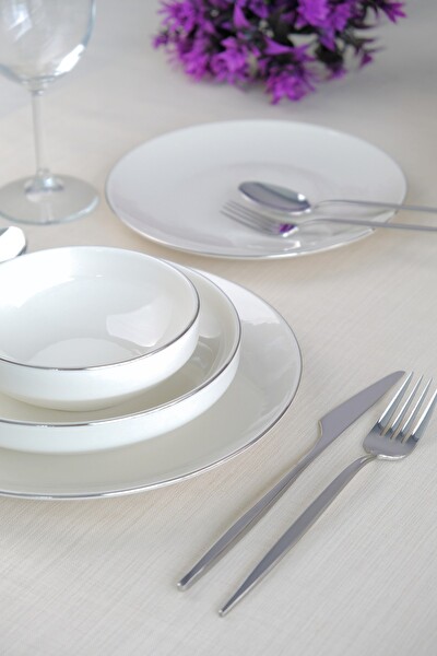 Tabak Evi Sofia Platin Porselen Yemek Takımı 24 Parça 6 Kişilik