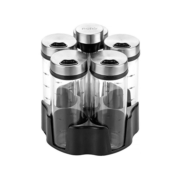 Nehir Carlo 5'li Borosilikat Döner Standlı Baharatlık