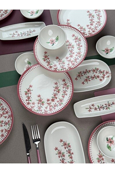 Tabak Evi Bahar Dalı Tuval Kahvaltı Takımı 6 Kişilik 14 Parça TVL14KAHPRS1155