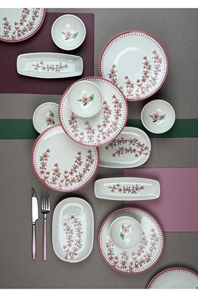 Tabak Evi Bahar Dalı Tuval Kahvaltı Takımı 6 Kişilik 14 Parça TVL14KAHPRS1155