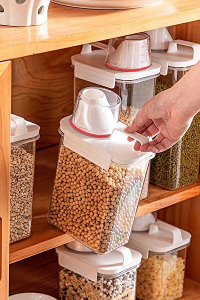 Pikas 3'lü Sızdırmaz Depolama Erzak Bakliyat Saklama Kabı- Ölçekli Düzenleyici