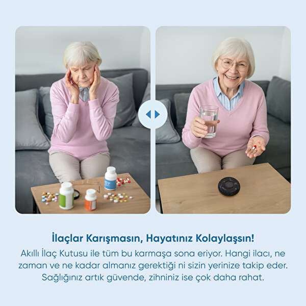 Şımart Bluetooth Bağlantılı Sesli Alarm ve Bildirim Akıllı İlaç Kutusu