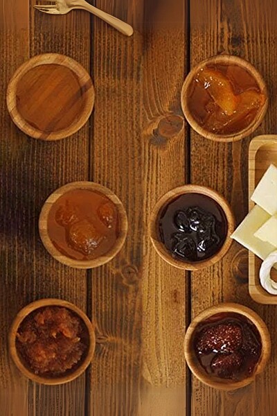 Mithra LifeLife 6 Adet Bambu Mini Lokumluk Çerezlik Sosluk Reçellik Sunumluk Kase MIT1143