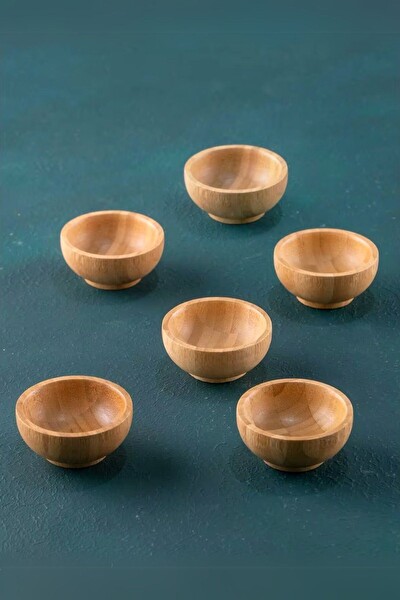 Mithra LifeLife 6 Adet Bambu Mini Lokumluk Çerezlik Sosluk Reçellik Sunumluk Kase MIT1143