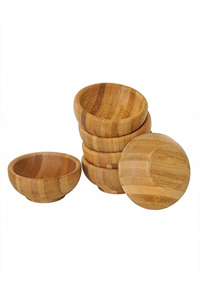 Mithra LifeLife 6 Adet Bambu Mini Lokumluk Çerezlik Sosluk Reçellik Sunumluk Kase MIT1143