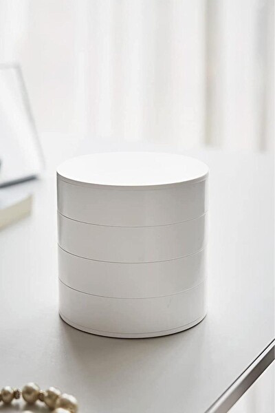 Mithra Life 4 Katlı Döner Beyaz Takı Organizeri Düzenleyici Kutusu MIT1149