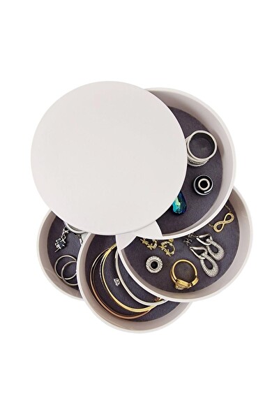 Mithra Life 4 Katlı Döner Beyaz Takı Organizeri Düzenleyici Kutusu MIT1149