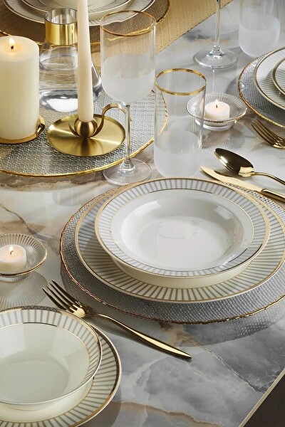 Kütahya Porselen Bone Kalipso Yemek Takımı 24 Parça 6 Kişilik BNKL24Y243012156