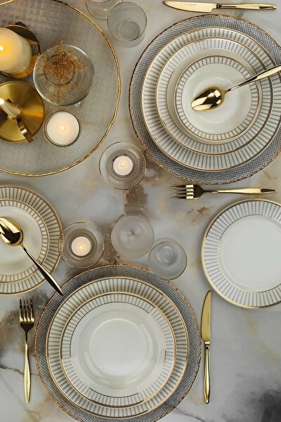 Kütahya Porselen Bone Kalipso Yemek Takımı 24 Parça 6 Kişilik BNKL24Y243012156