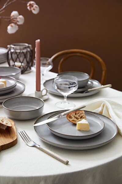 Kütahya Porselen Moderna 24 Parça 6 Kişilik Yemek Takımı Gri