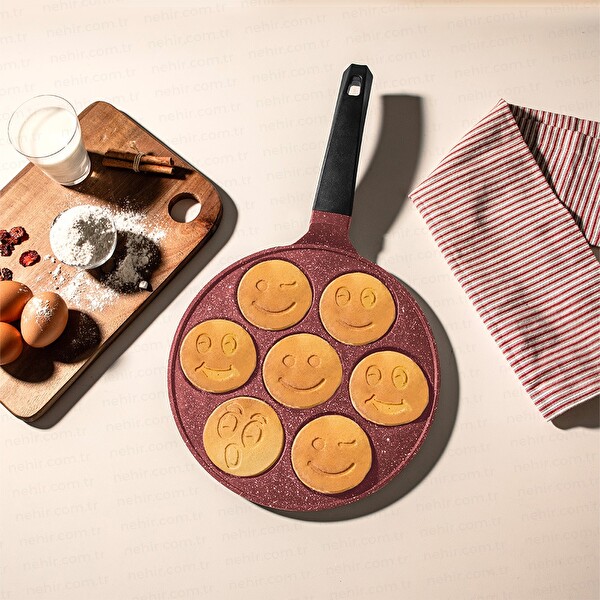 Nehir Bordo Alüminyum Döküm Krep Tavası - 27 CM