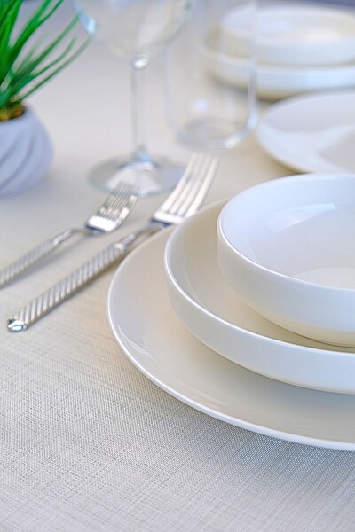 Tabak Evi Sofia Beyaz Porselen Yemek Takımı 24 Parça 6 Kişilik