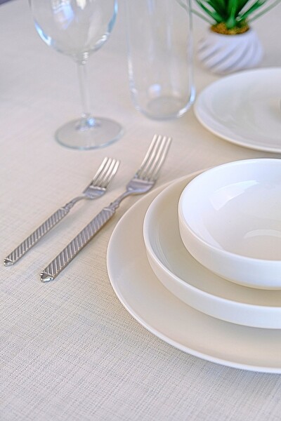 Tabak Evi Sofia Beyaz Porselen Yemek Takımı 24 Parça 6 Kişilik