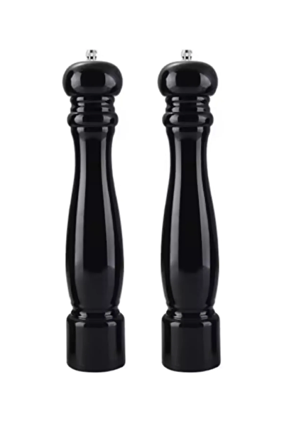 Kitchen Design Lab Siyah Ahşap Manuel Tuzluk Karabiberlik Değirmeni Siyah 26 CM 2 Adet