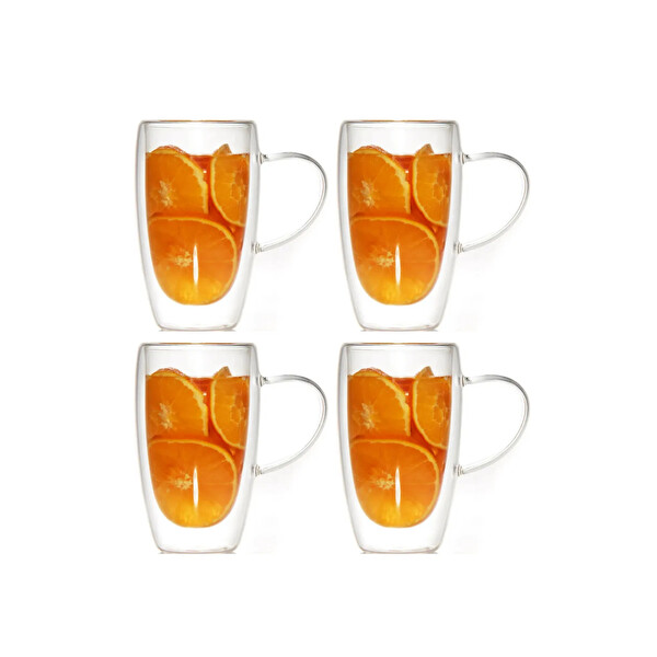 Kitchen Design Lab Çift Cidarlı Cam Kupa Seti 400 ML 4 Adet 2039