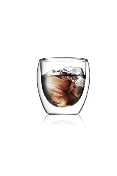 Kitchen Design Lab Yeni Tasarım Çift Cidarlı Borosilikat 250 ML Şeffaf Cam Bardak 4 Adet 2771