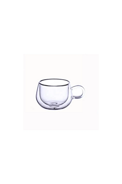 Kitchen Design Lab Yeni Tasarım Çift Cidarlı 200 ML Kulplu Cam Bardak 6 Adet 2673