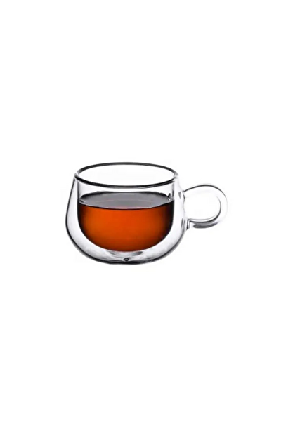 Kitchen Design Lab Yeni Tasarım Çift Cidarlı 200 ML Kulplu Cam Bardak 6 Adet 2673