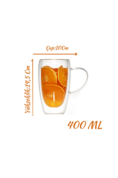 Kitchen Design Lab Çift Cidarlı Cam Kupa Seti 400 ML 2 Adet 2039