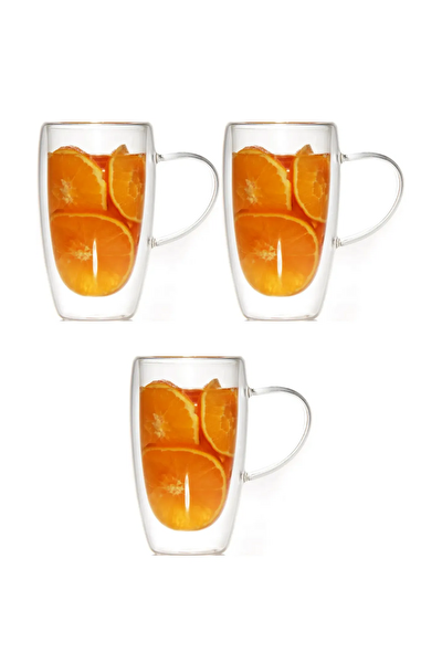 Kitchen Design Lab Çift Cidarlı Cam Kupa Seti 400 ML 3 Adet 2039