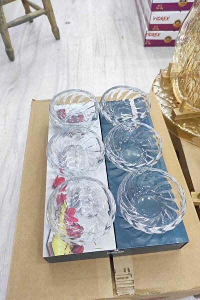 Mithra Life 6 Adet Cam Lokumluk Sosluk Reçellik Sunumluk Kase MIT1174