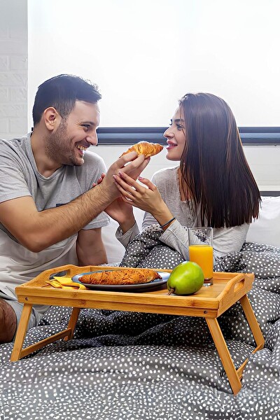 Mithra Life Katlanır Ayaklı Portatif Bambu Yatak Koltuk Piknik Keyif Tepsisi MIT1142