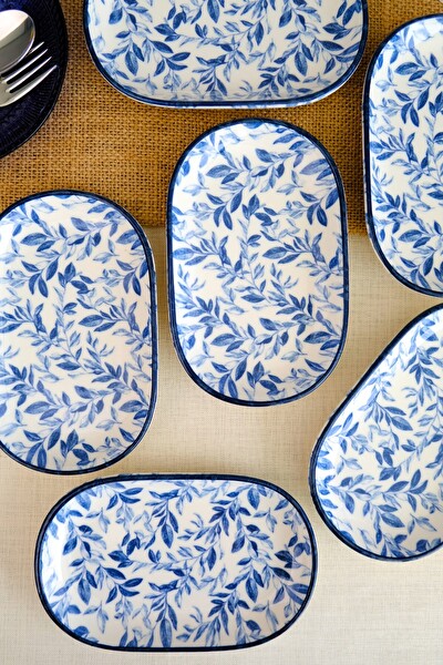 Tabak Evi Blue Heaven Kayık Tabak 6'lı 18x11x2 CM