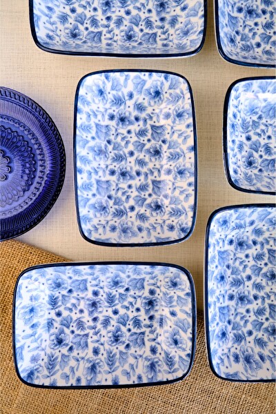 Tabak Evi Blue Heaven Kayık Tabak 6'lı 17x12x3 CM