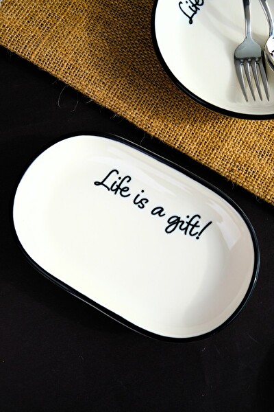 Tabak Evi Motto Gift Kayık Tabak Tekli 18x11x2 CM