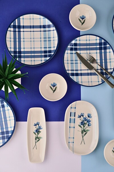 Tabak Evi Porselen Silvia Kahvaltı ve İkram Takımı 6 Kişilik 14 Parça TVL14KAHPRS1213