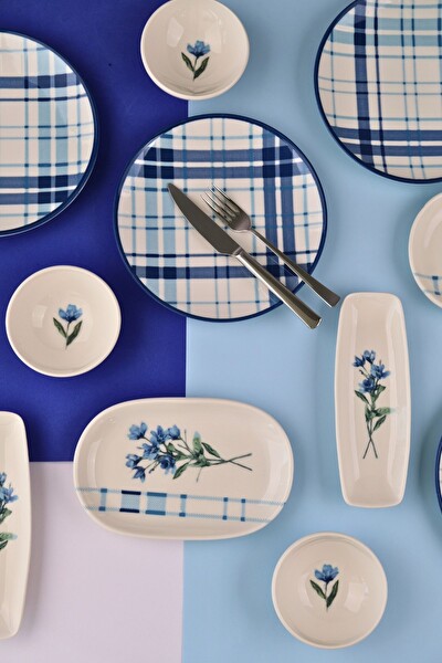 Tabak Evi Porselen Silvia Kahvaltı ve İkram Takımı 6 Kişilik 14 Parça TVL14KAHPRS1213