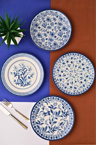 Tabak Evi Porselen Blue Heaven Pasta Takımı 20 CM 4 Kişilik 4 Parça TVL4PTPRS1194