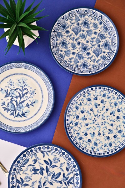 Tabak Evi Porselen Blue Heaven Pasta Takımı 20 CM 4 Kişilik 4 Parça TVL4PTPRS1194