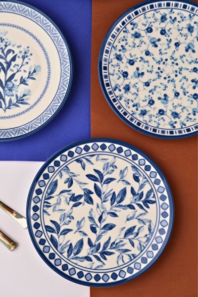 Tabak Evi Porselen Blue Heaven Pasta Takımı 20 CM 4 Kişilik 4 Parça TVL4PTPRS1194