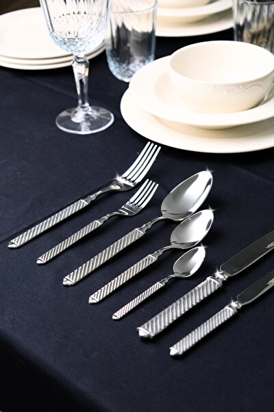 Lugga Linda Sade Çatal Kaşık Bıçak Takımı 12 Kişilik 84 Parça