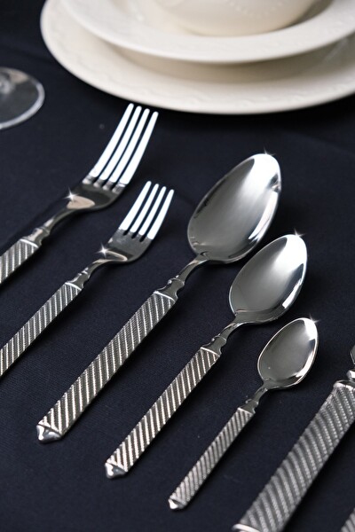 Lugga Linda Sade Çatal Kaşık Bıçak Takımı 12 Kişilik 84 Parça