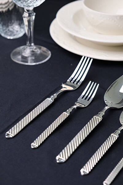 Lugga Linda Sade Çatal Kaşık Bıçak Takımı 12 Kişilik 84 Parça