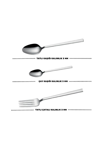 Lugga Doğa Tatlı Çatal Kaşık ve Çay Kaşık Takımı 6 Kişilik 18 Parça Beyaz Kutu