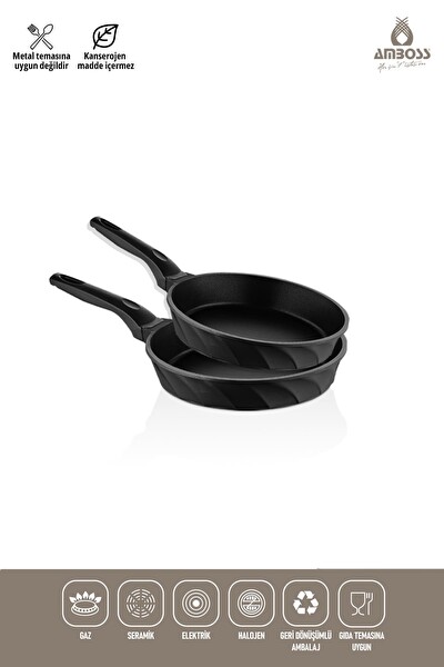 Amboss Kuvars 2 Parça Döküm Titanyum Kaplama Tava Seti 18-22 CM