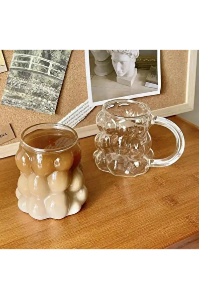 Kitchen Design Lab Yeni Nesil 350 ML Üzüm Tasarımlı Borosilikat Cam Kupa Bardak 4 Adet - 2430