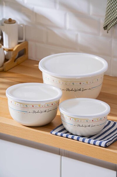 Acar Made With Love Emaye 3'lü Saklama ve Karıştırma Kabı XAP-08526