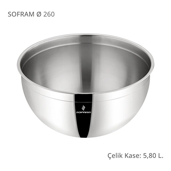 Sofram Çelik Derin Karıştırma Kabı Kase 26 CM 5.80 Litre