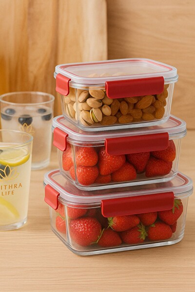 Mithra Life 3 Adet Vakumlu Sızdırmaz Saklama Kabı Seti 375 ML 900 ML 1700 ML MIT1163