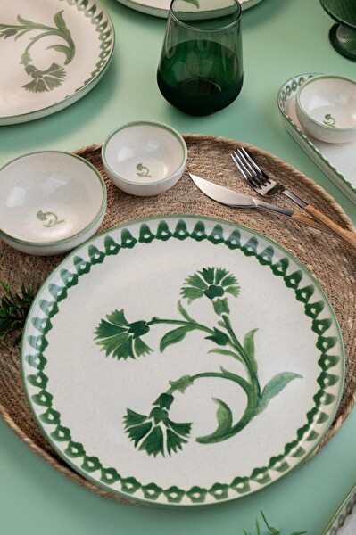 Kütahya Porselen 14 Parça 6 Kişilik Kahvaltı Takımı Ottoman Elegance Yeşil - 2