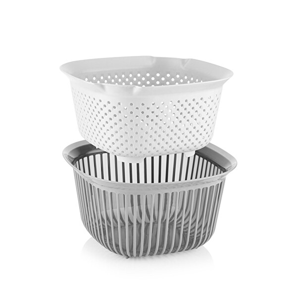 Qlüx İdeas Liny Süzgeçli Kase Gri 25 CM 4000 ML