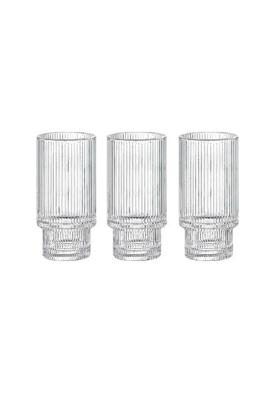 Kitchen Design Lab Çizgili 400 ML Cam Bardak 3 Adet - 2812