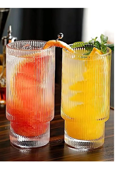 Kitchen Design Lab Çizgili 400 ML Cam Bardak 3 Adet - 2812