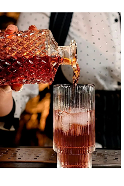 Kitchen Design Lab Çizgili 400 ML Cam Bardak 3 Adet - 2812