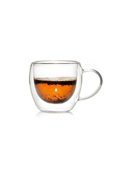 Kitchen Design Lab Yeni Tasarım Çift Cidarlı 250 ML Kulplu Cam Kupa 6 Adet - 2037