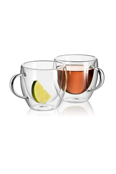 Kitchen Design Lab Çift Cidarlı Kulplu 250 ML Cam Kupa 3 Adet - 2037